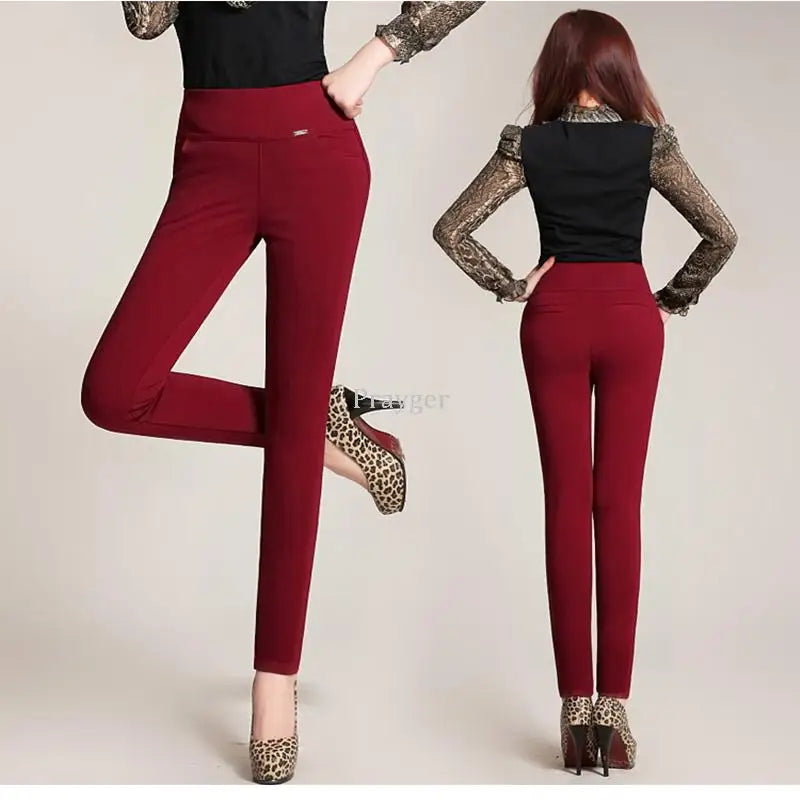 Women Pants Slim Trousers Elastic Leggings
