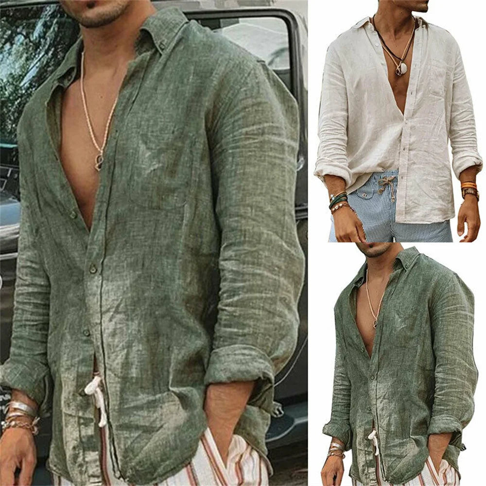 Men Casual Cotton Linen Shirts