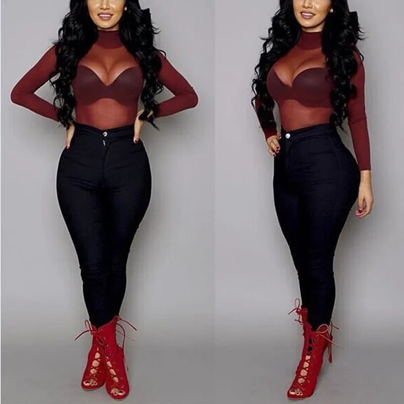 Sexy Women Blouses See Through Transparent Mesh
