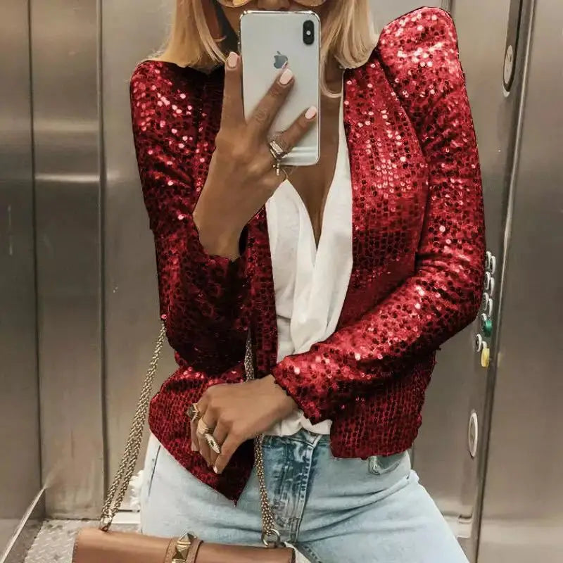 Fashion Sequin Jackets Women Glitter
