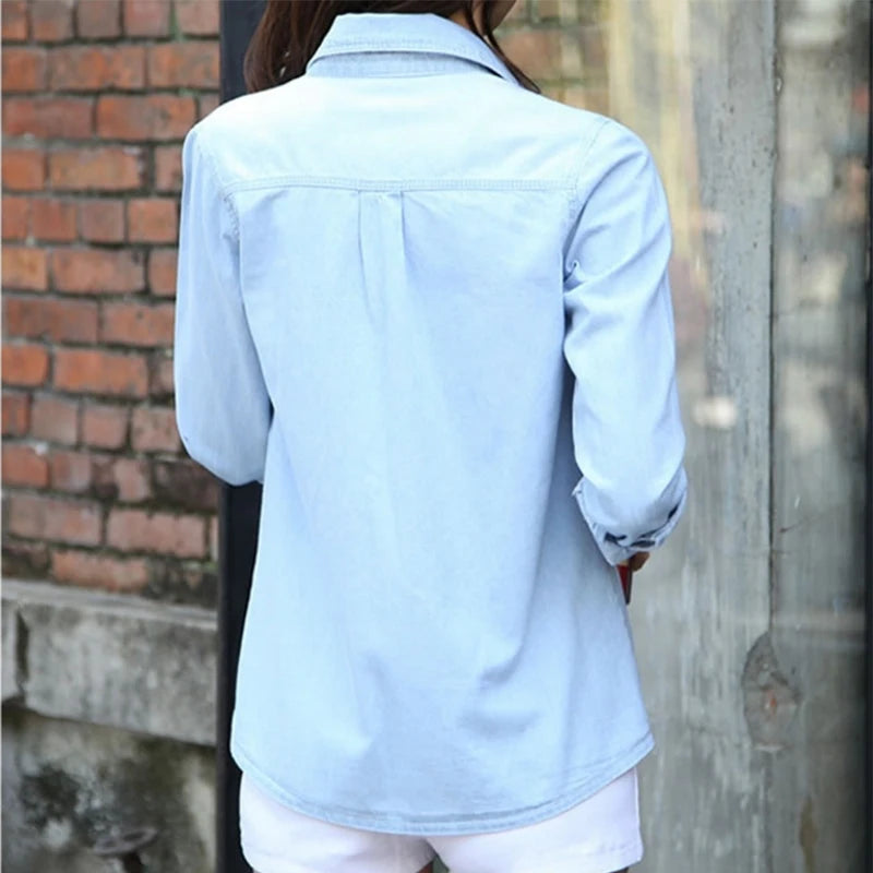 Women's Denim Shirt Camisa Jeans