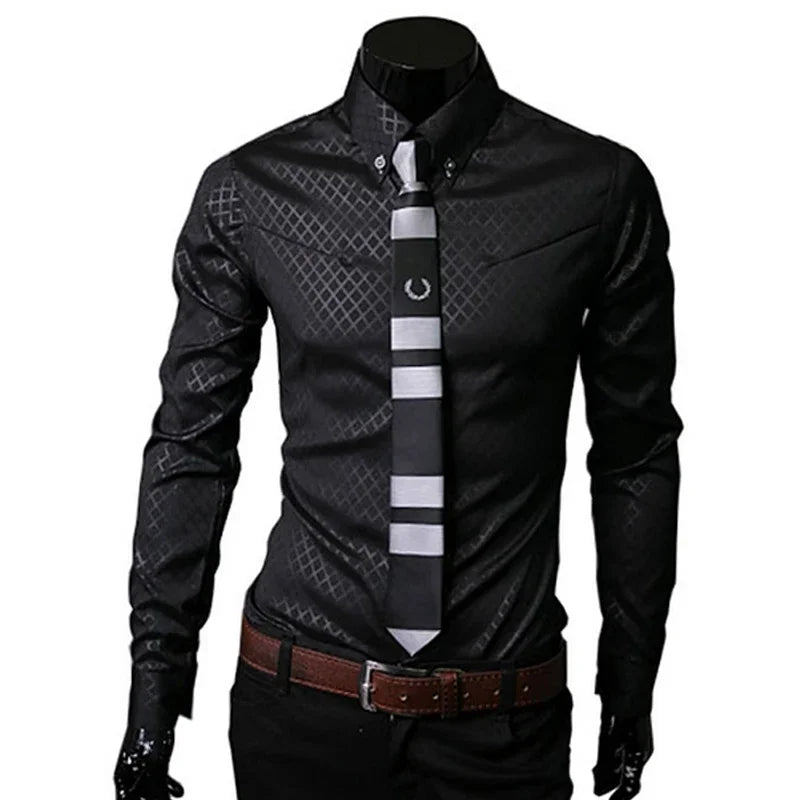Men Office Shirts Long Sleeve